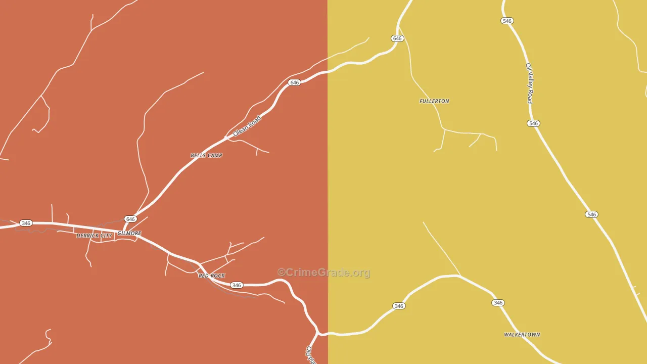 Gilmore, PA Map of Burglary Rates