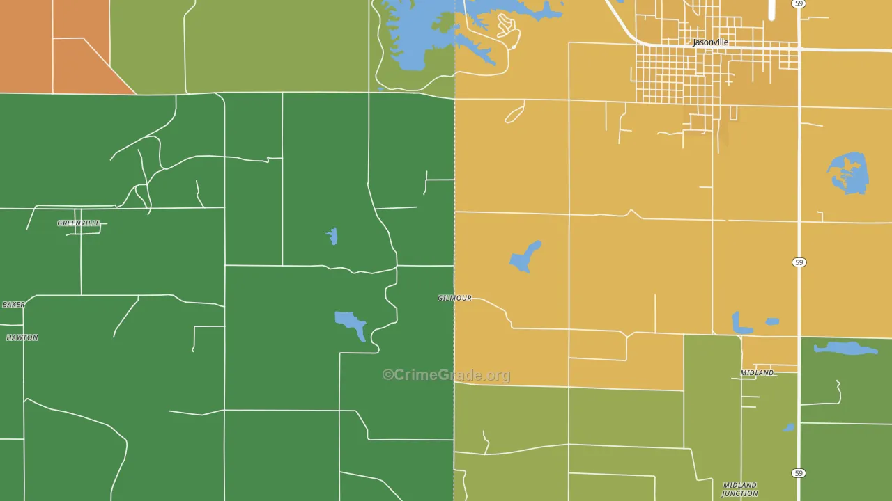 Gilmour, IN Map of Burglary Rates