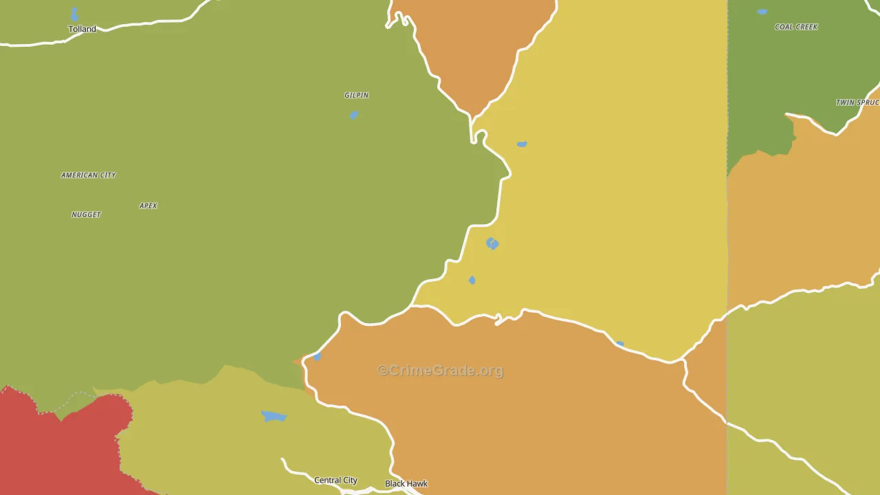 Gilpin County, CO Map of Burglary Rates