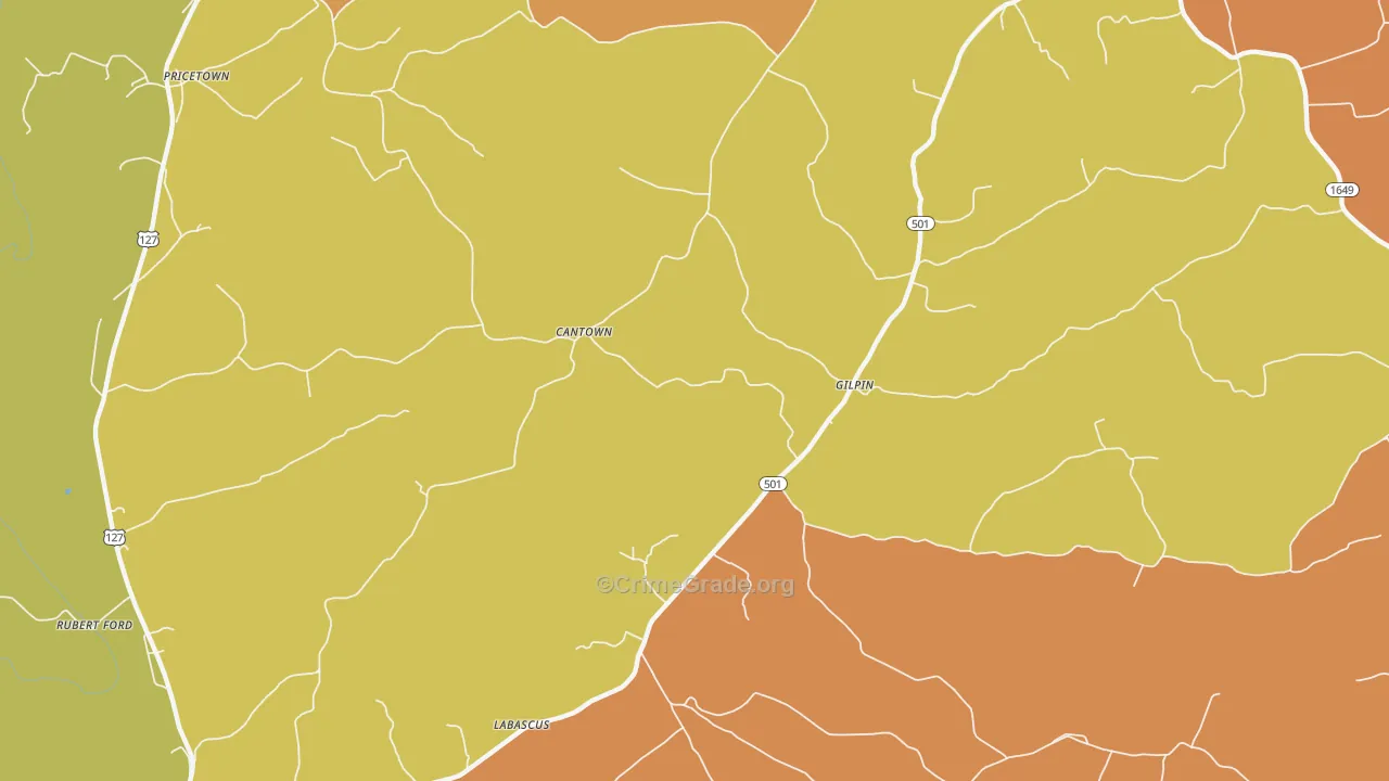 Gilpin, KY Map of Burglary Rates