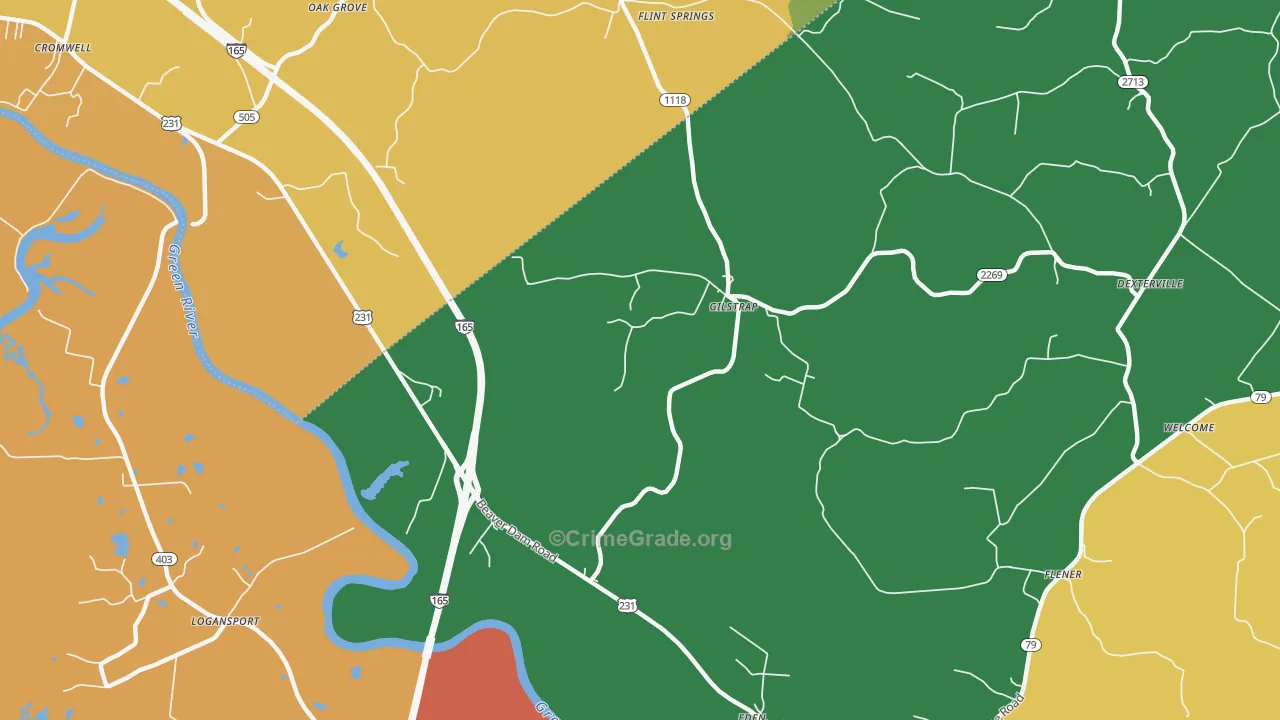 Gilstrap, KY Map of Burglary Rates