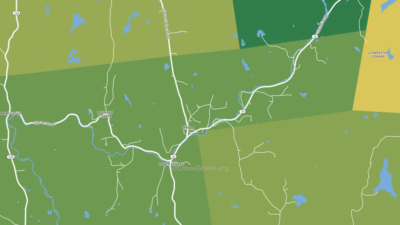Gilsum, NH Map of Burglary Rates