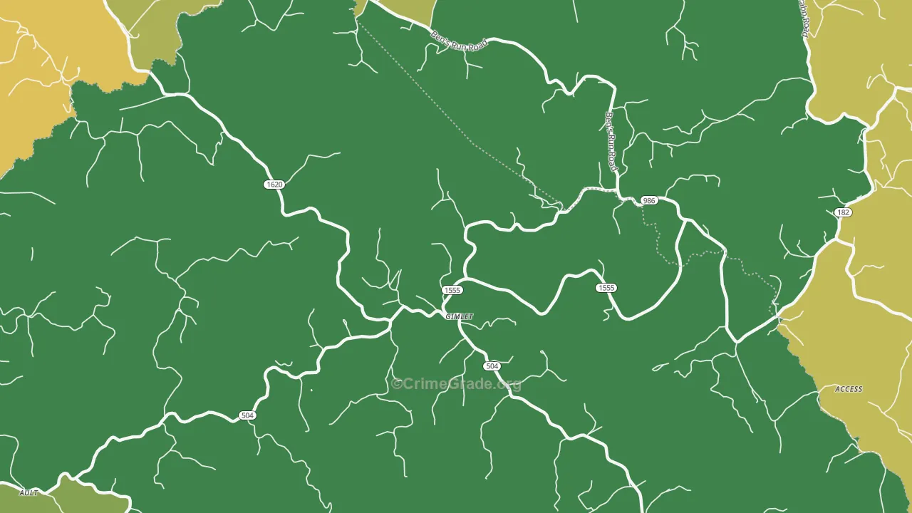 Gimlet, KY Map of Burglary Rates