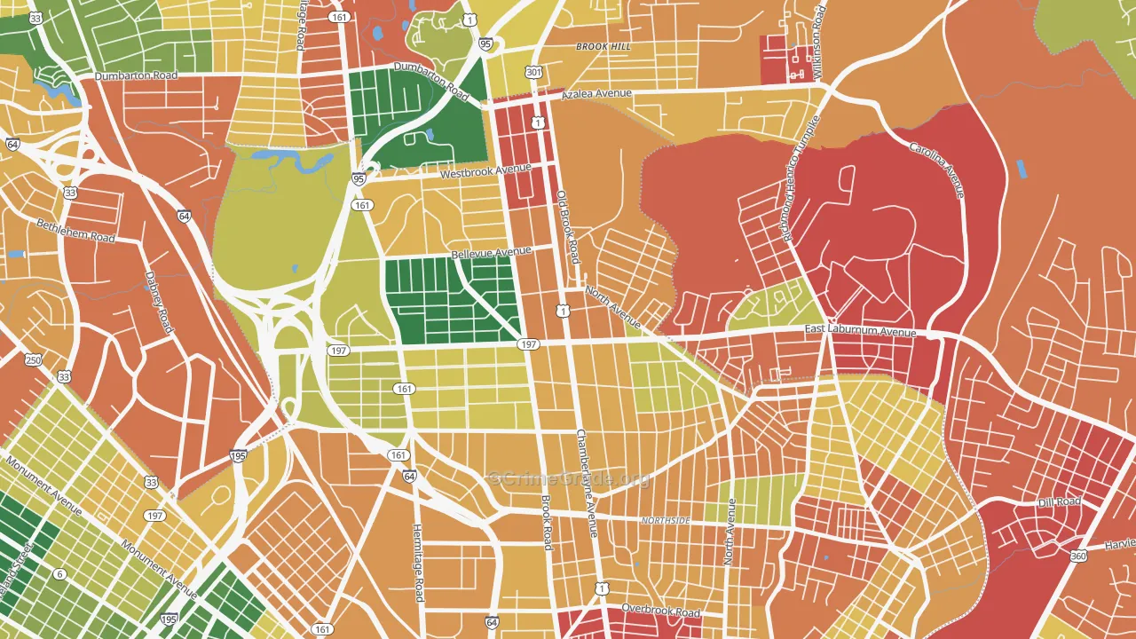 Ginter Park, Richmond, VA Map of Burglary Rates
