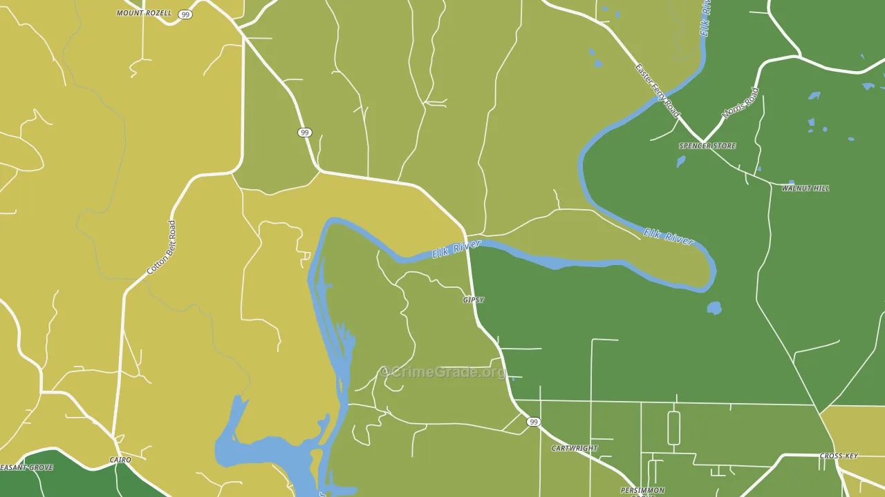 Gipsy, AL Map of Burglary Rates