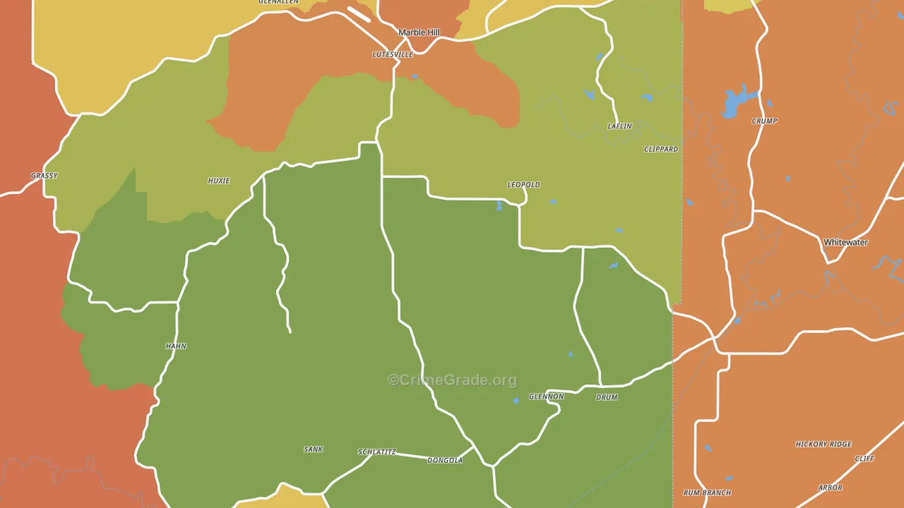 Gipsy, MO Map of Burglary Rates