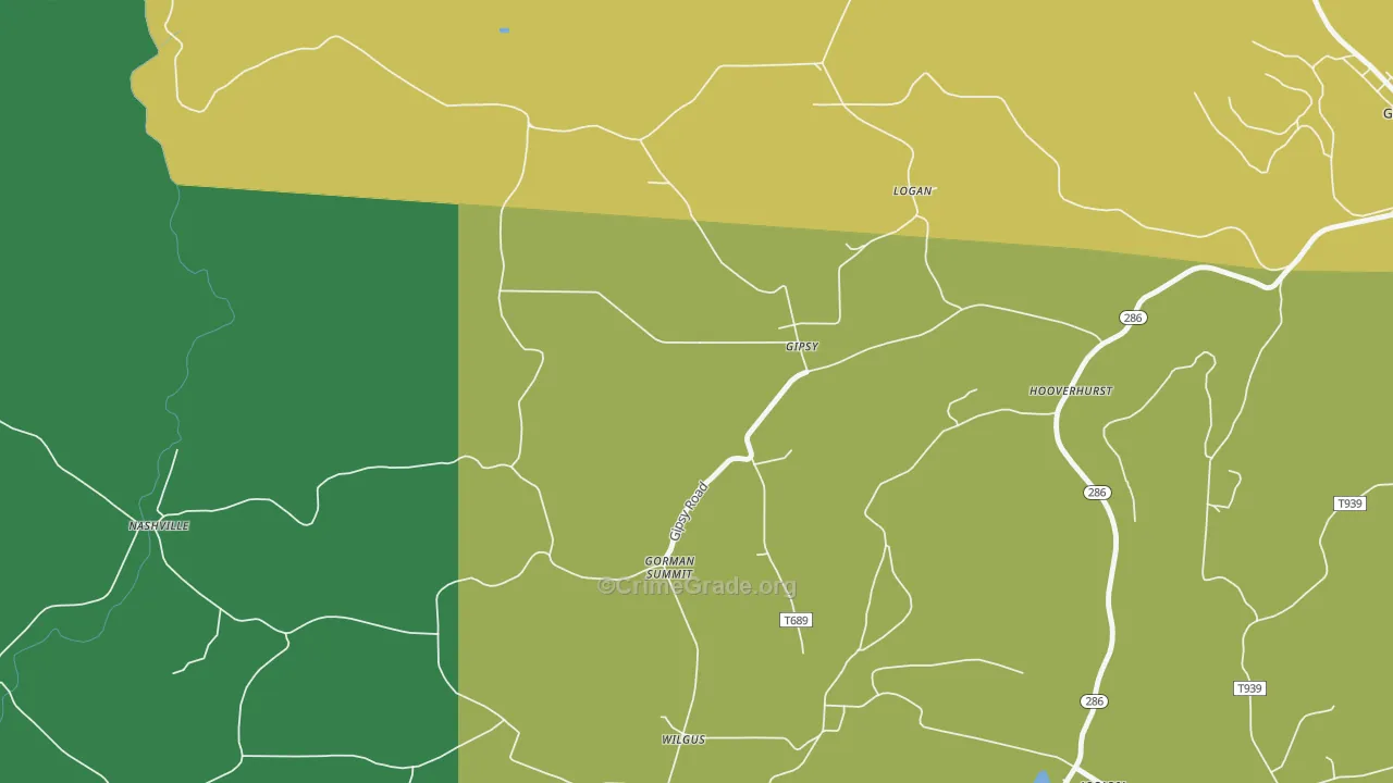 Gipsy, PA Map of Burglary Rates