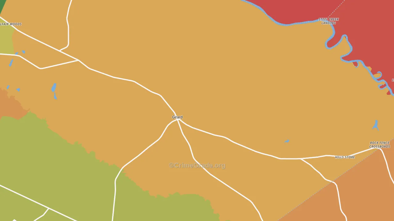 Girard, GA Map of Burglary Rates