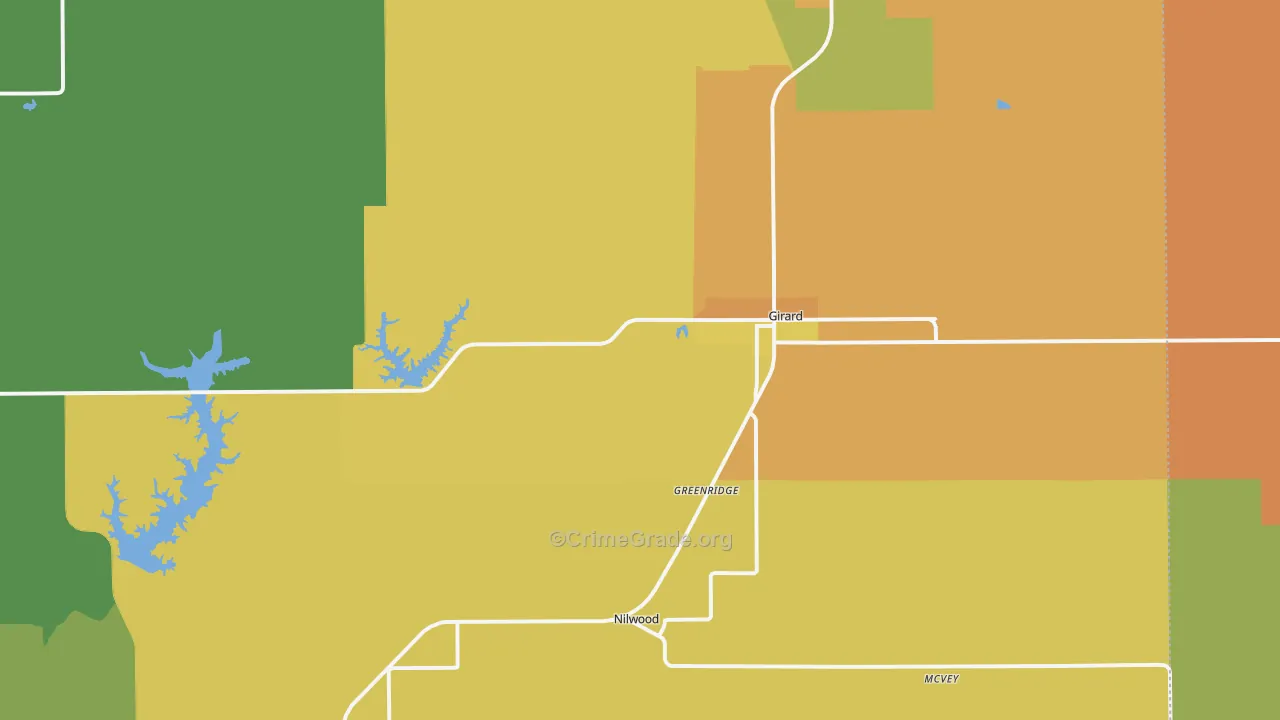 Girard, IL Map of Burglary Rates