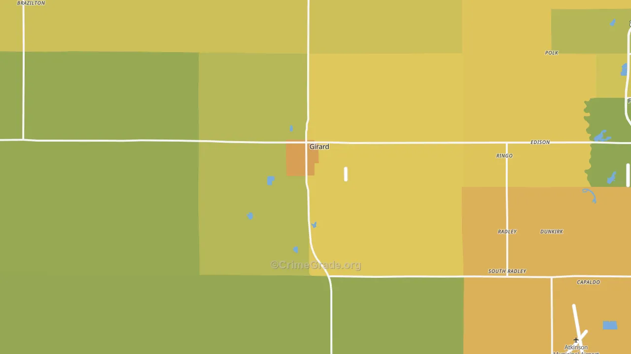 Girard, KS Map of Burglary Rates