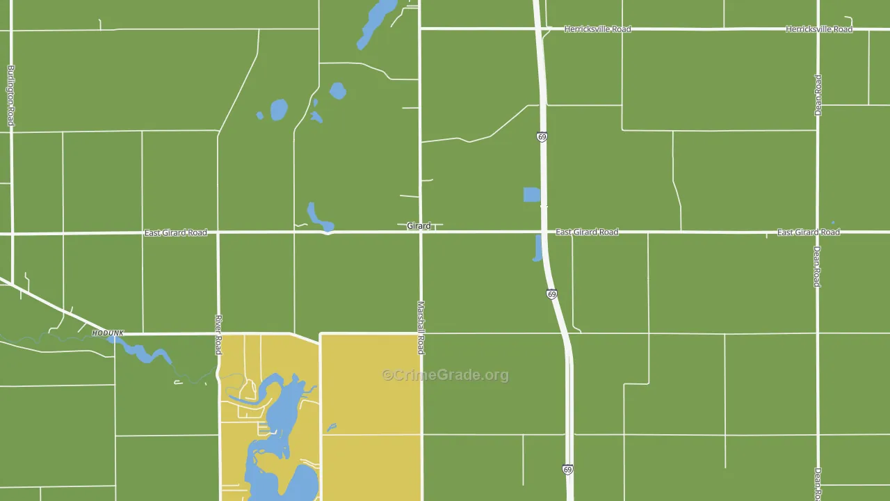 Girard, MI Map of Burglary Rates