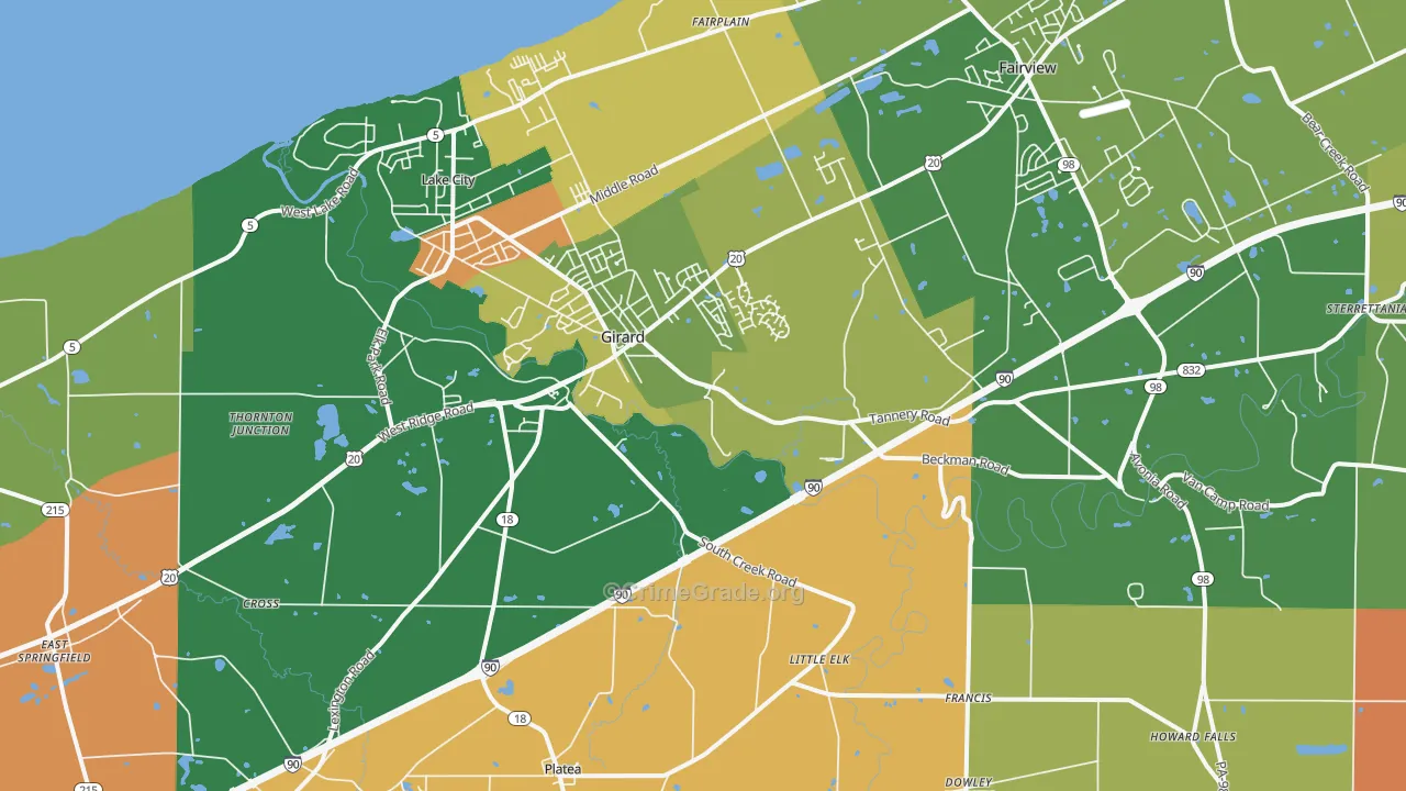 Girard, PA Map of Burglary Rates