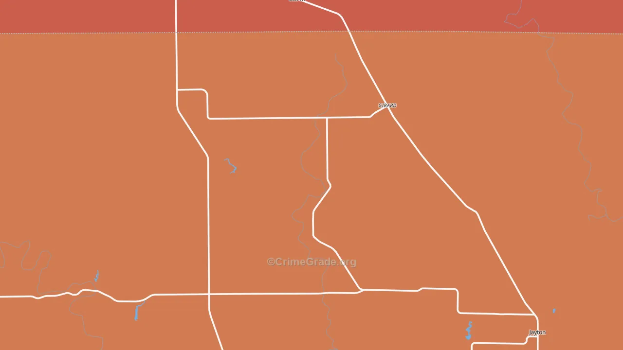 Girard, TX Map of Burglary Rates