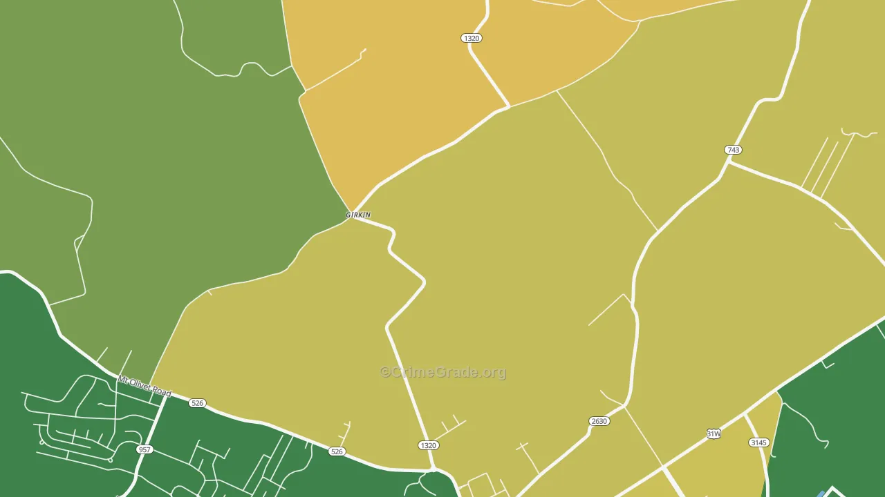 Girkin, KY Map of Burglary Rates