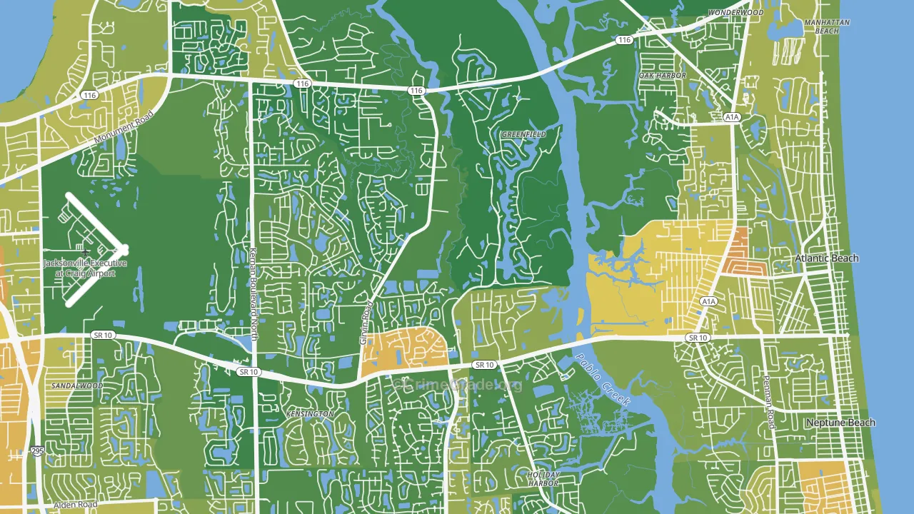 Girvin, Jacksonville, FL Map of Burglary Rates