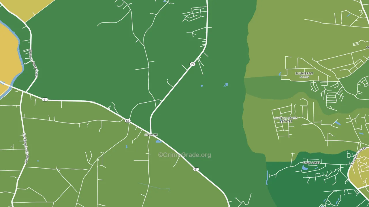 Givhans, SC Map of Burglary Rates