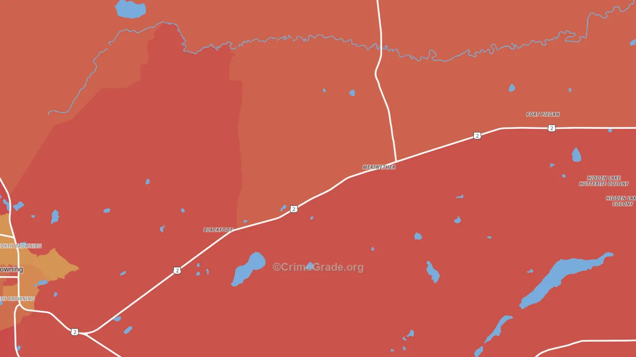 Glacier County, MT Map of Burglary Rates
