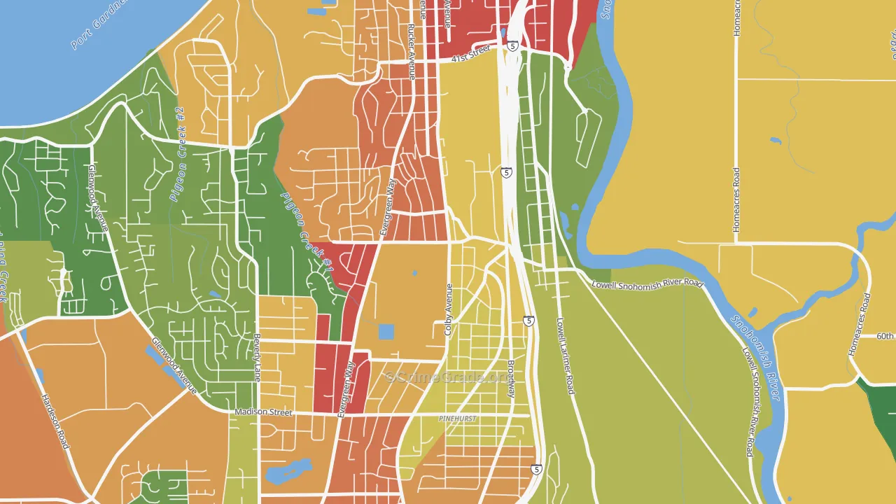 Glacier View, Everett, WA Map of Burglary Rates