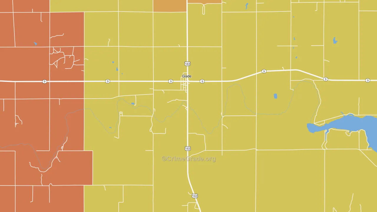 Glade, KS Map of Burglary Rates