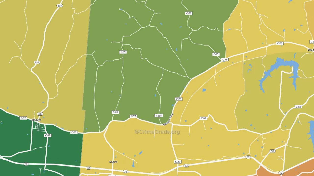 Glade, OH Map of Burglary Rates