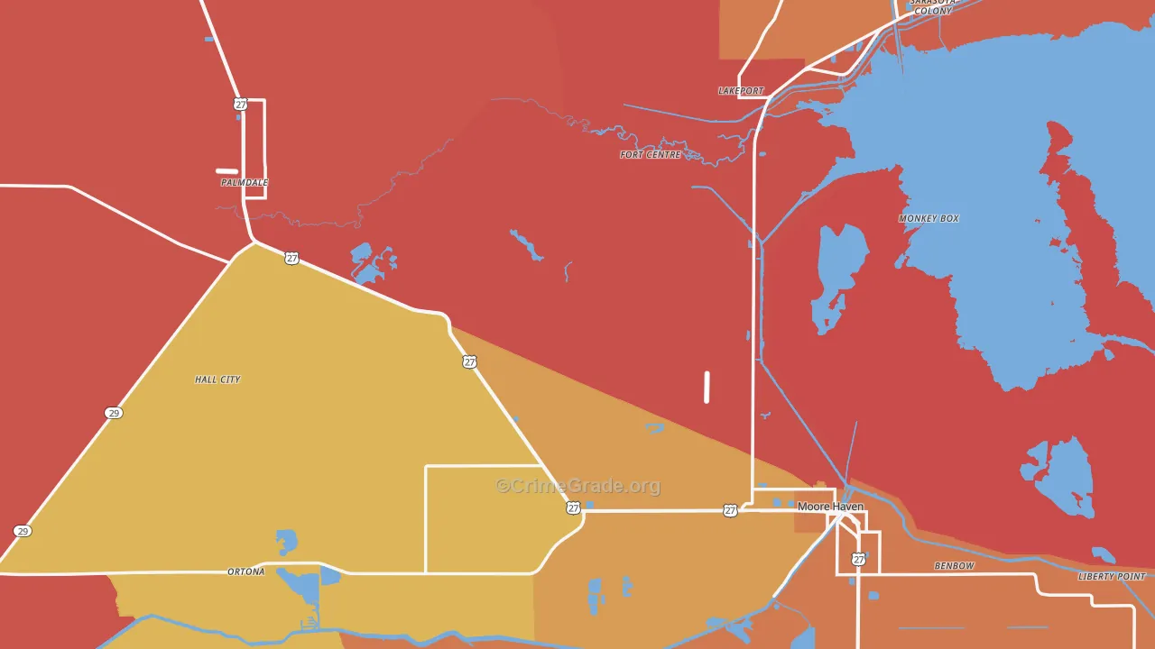 Glades County, FL Map of Burglary Rates