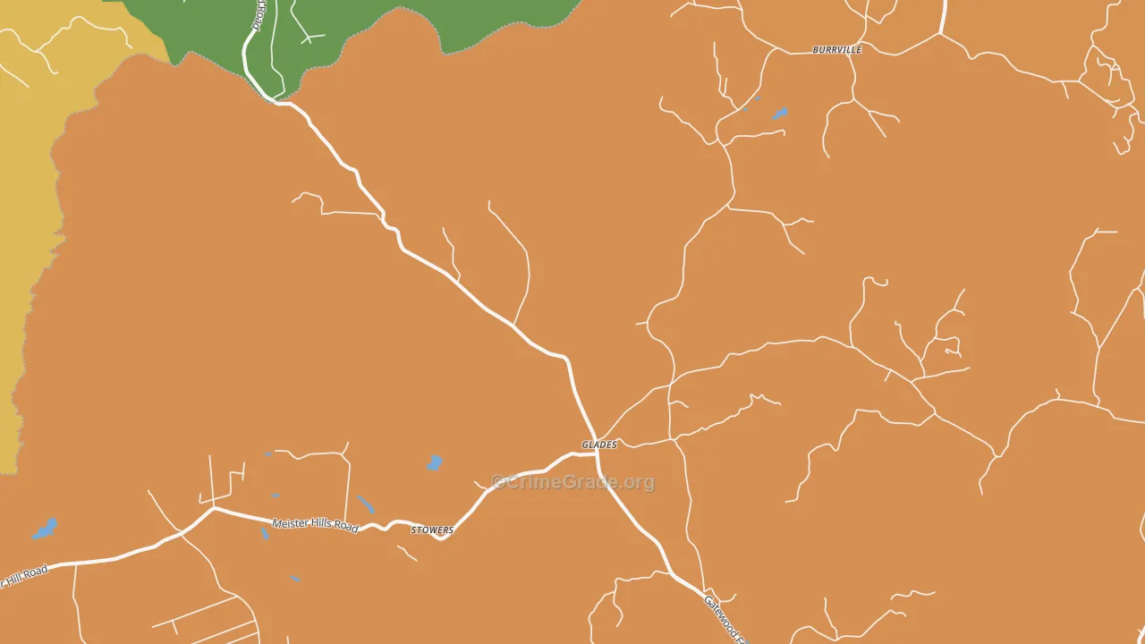 Glades, TN Map of Burglary Rates