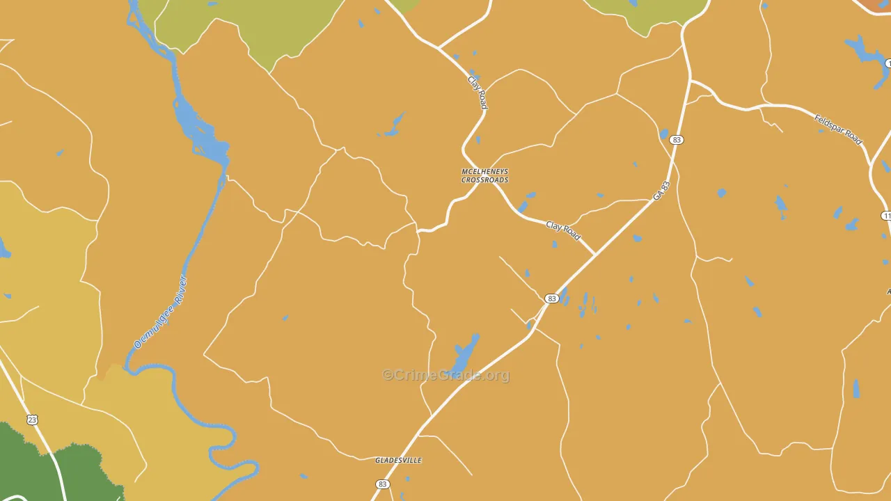 Gladesville, GA Map of Burglary Rates