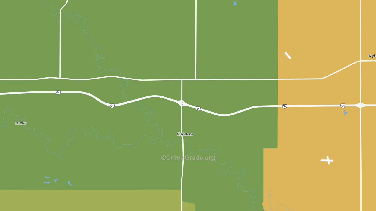 Gladstone, ND Map of Burglary Rates