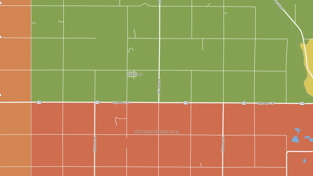 Gladstone, NE Map of Burglary Rates