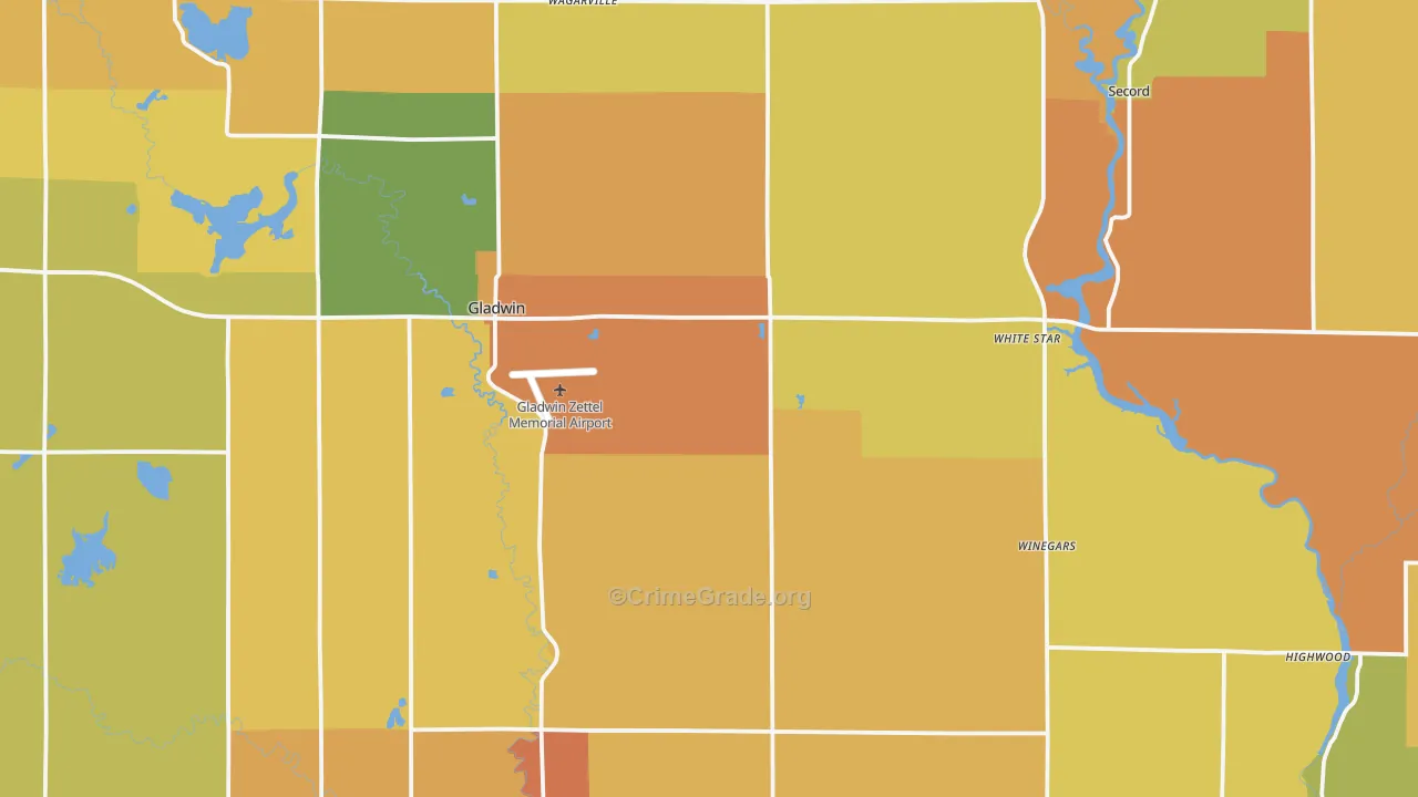 Gladwin County, MI Map of Burglary Rates