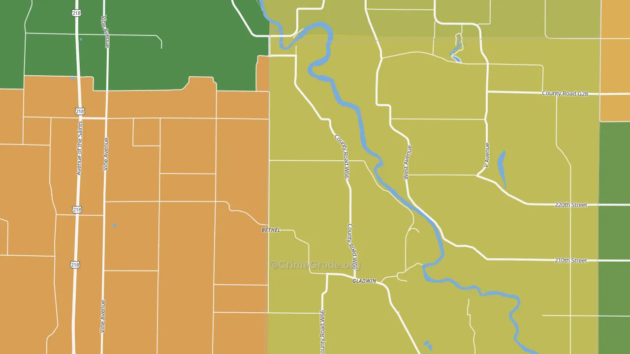 Gladwin, IA Map of Burglary Rates