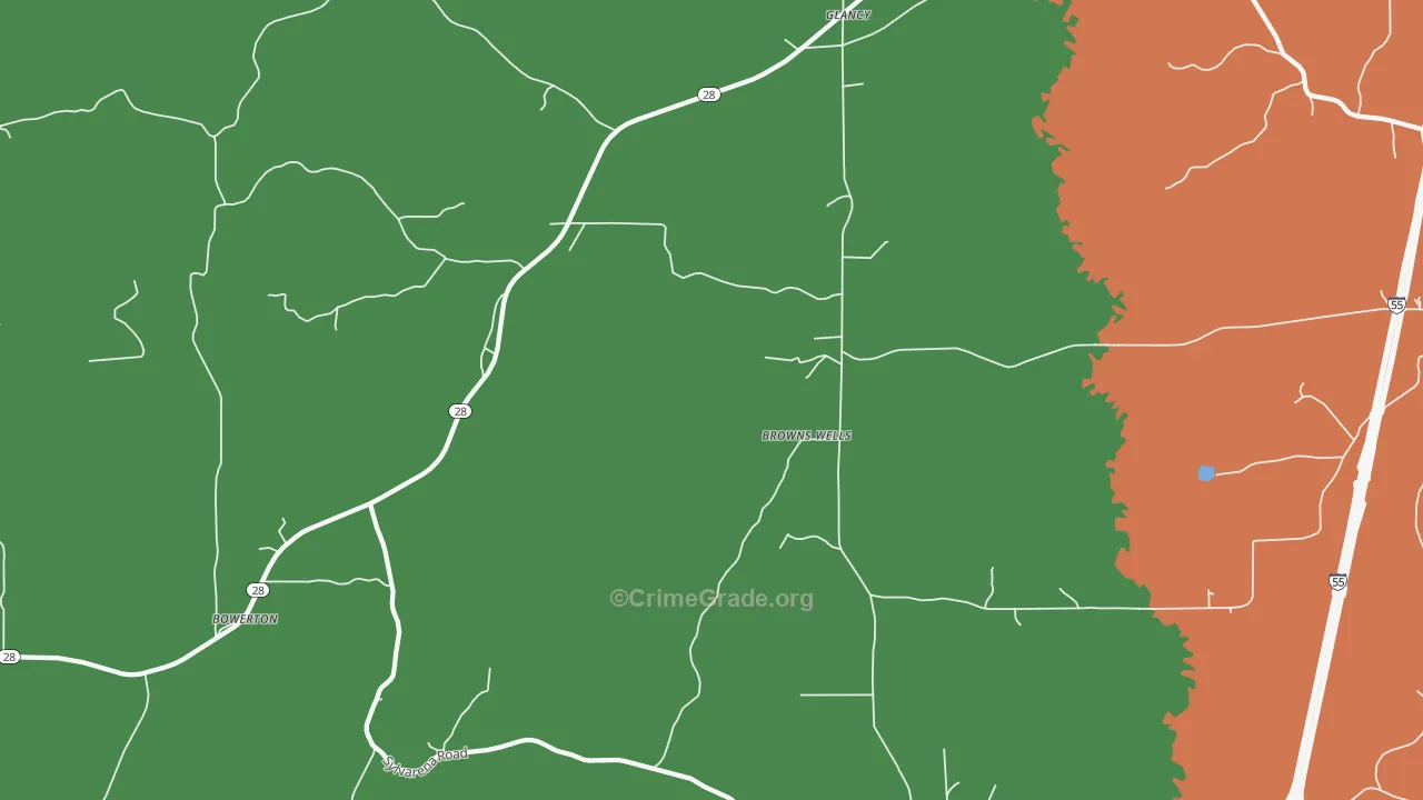 Glancy, MS Map of Burglary Rates