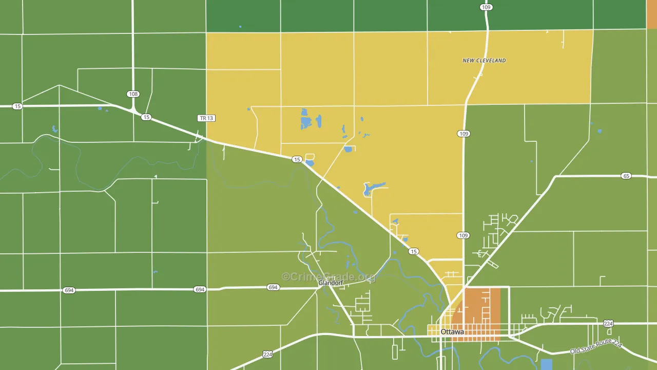 Glandorf, OH Map of Burglary Rates