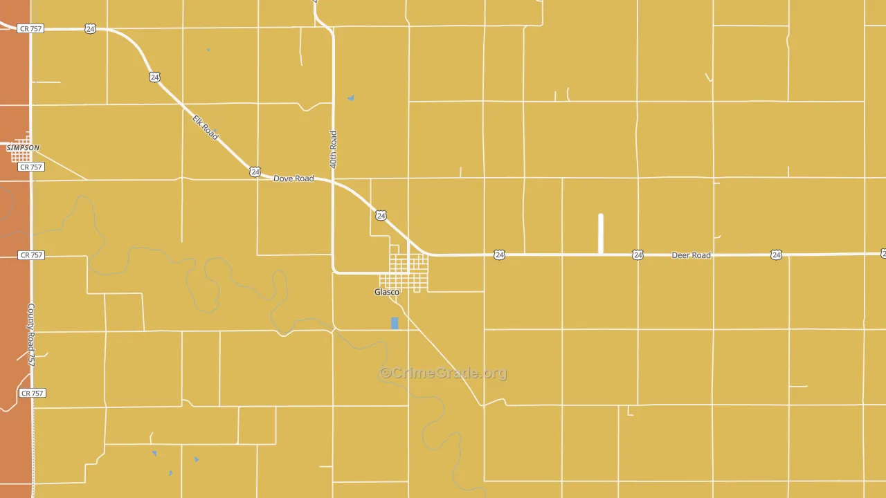 Glasco, KS Map of Burglary Rates