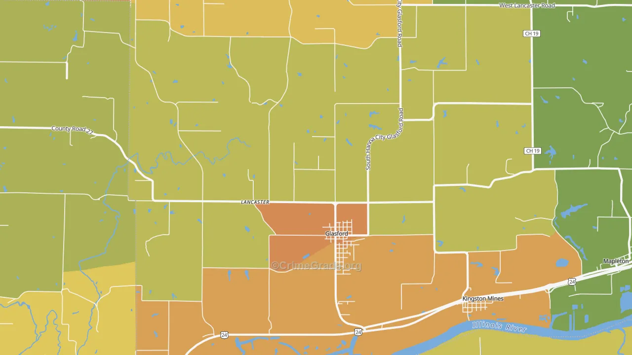 Glasford, IL Map of Burglary Rates