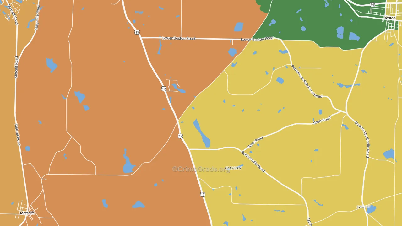 Glasgow, GA Map of Burglary Rates