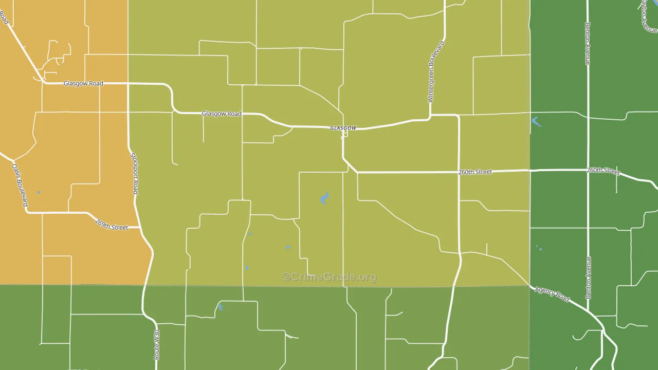 Glasgow, IA Map of Burglary Rates