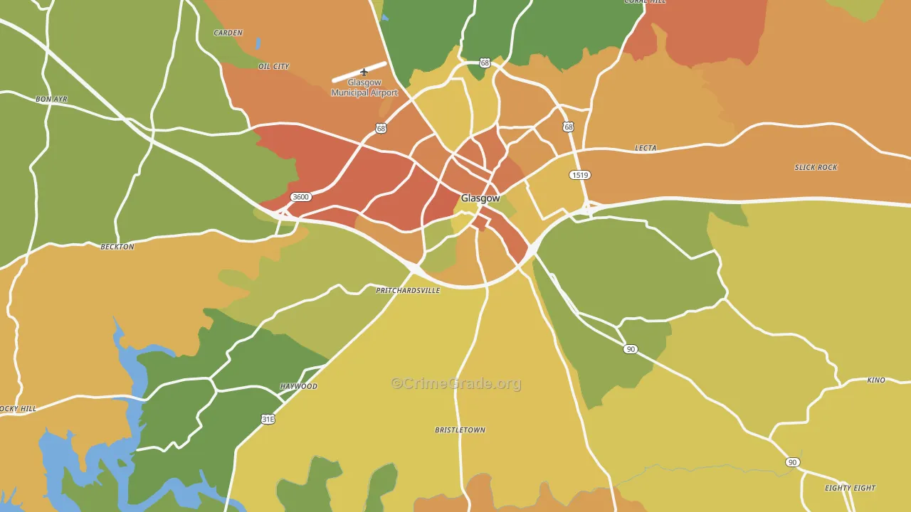 Glasgow, KY Map of Burglary Rates