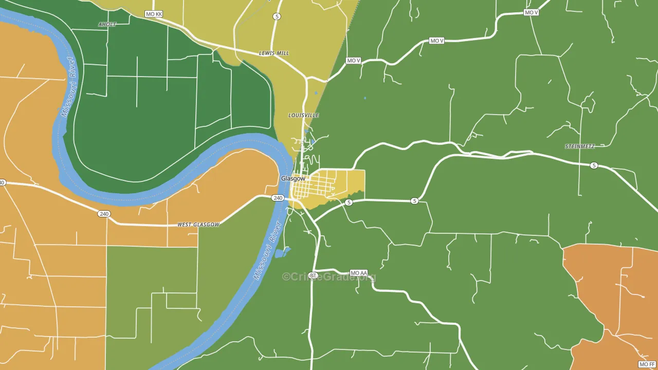 Glasgow, MO Map of Burglary Rates