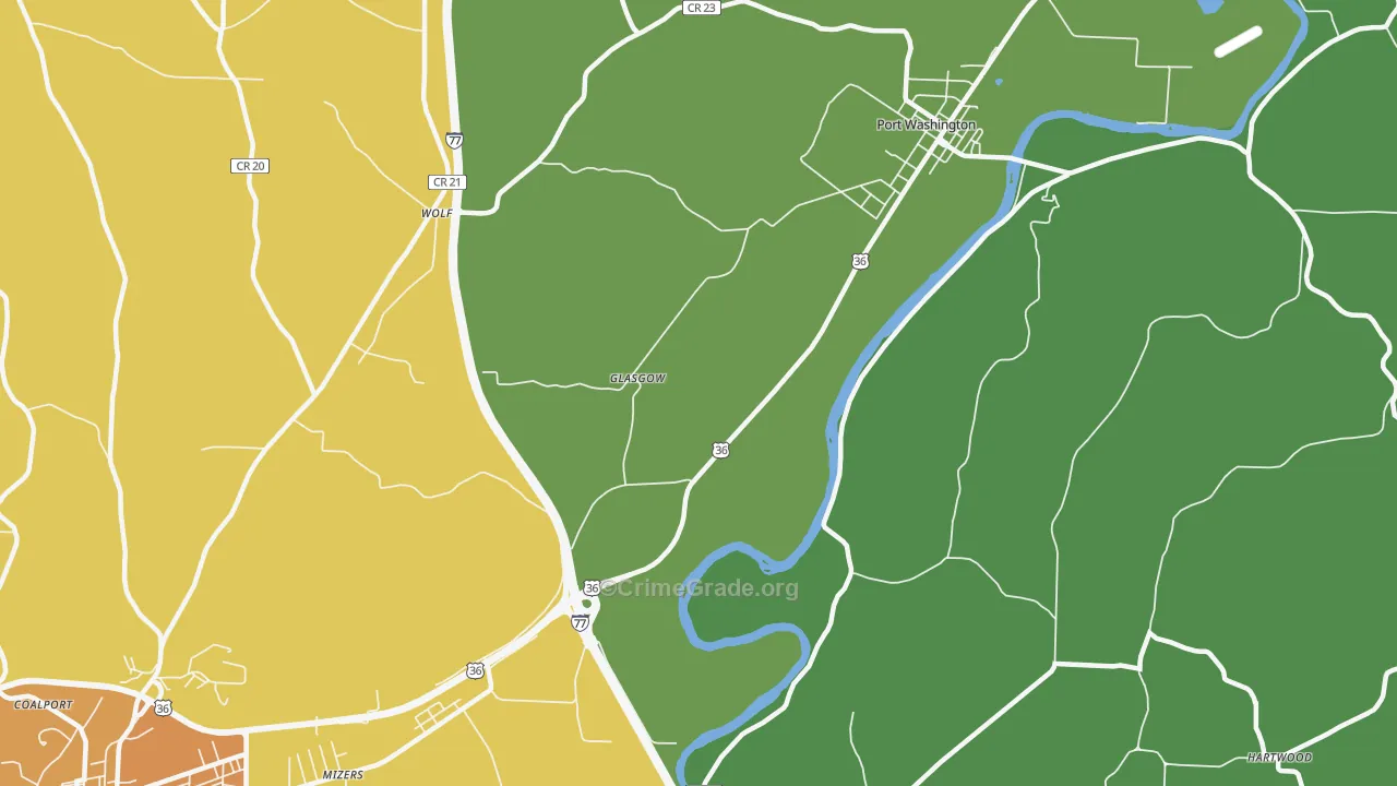 Glasgow, OH Map of Burglary Rates