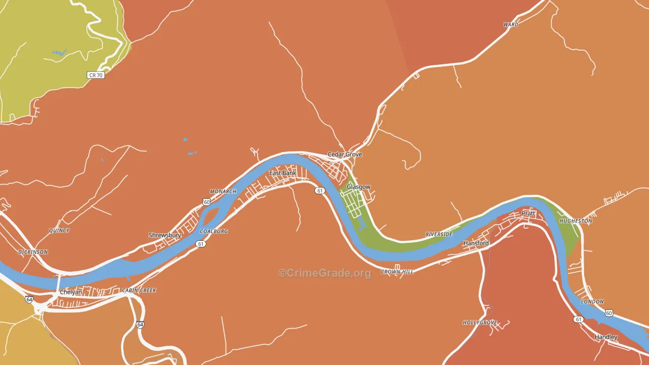 Glasgow, WV Map of Burglary Rates
