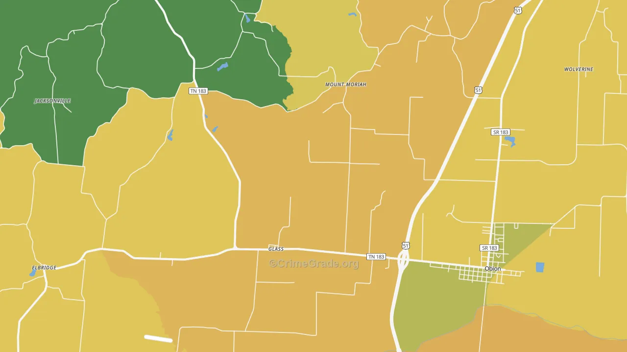 Glass, TN Map of Burglary Rates