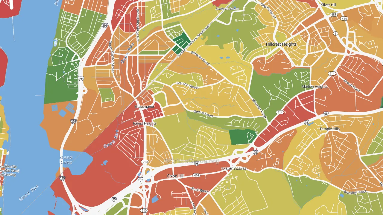 Glassmanor, MD Map of Burglary Rates