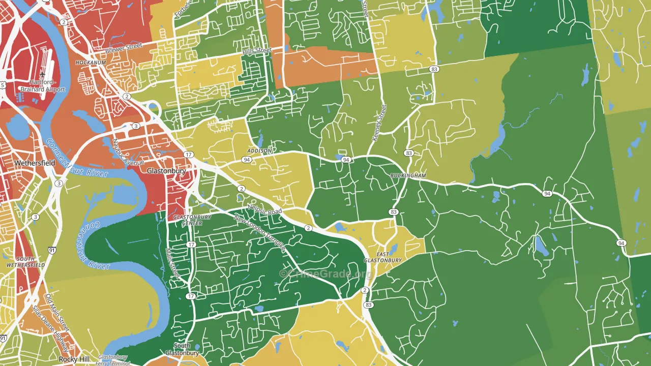 Glastonbury, CT Map of Burglary Rates