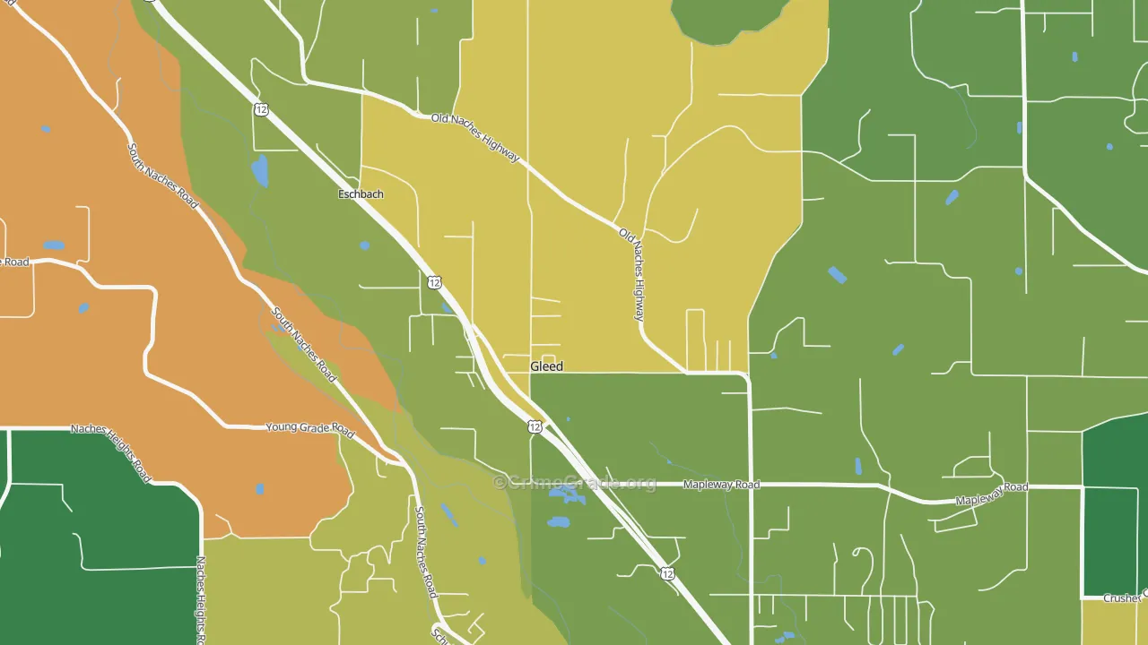 Gleed, WA Map of Burglary Rates