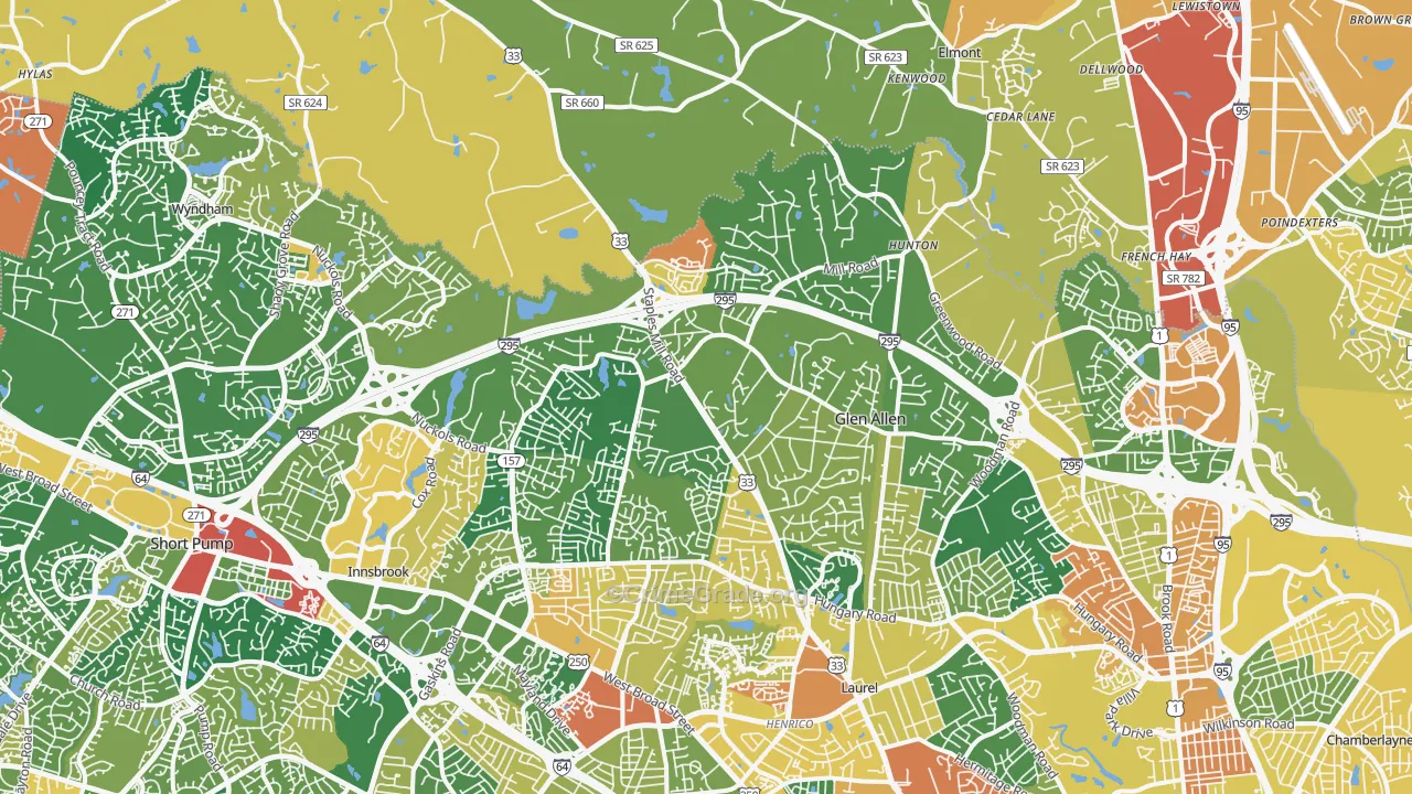 Glen Allen, VA Map of Burglary Rates