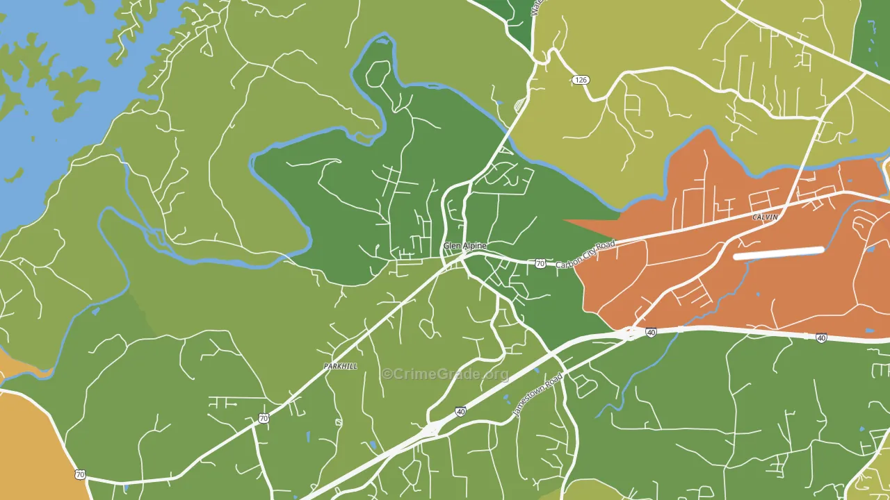 Glen Alpine, NC Map of Burglary Rates