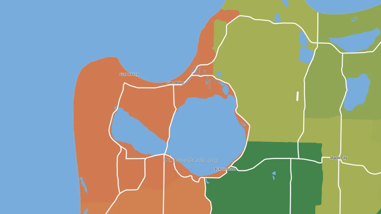 Glen Arbor, MI Map of Burglary Rates