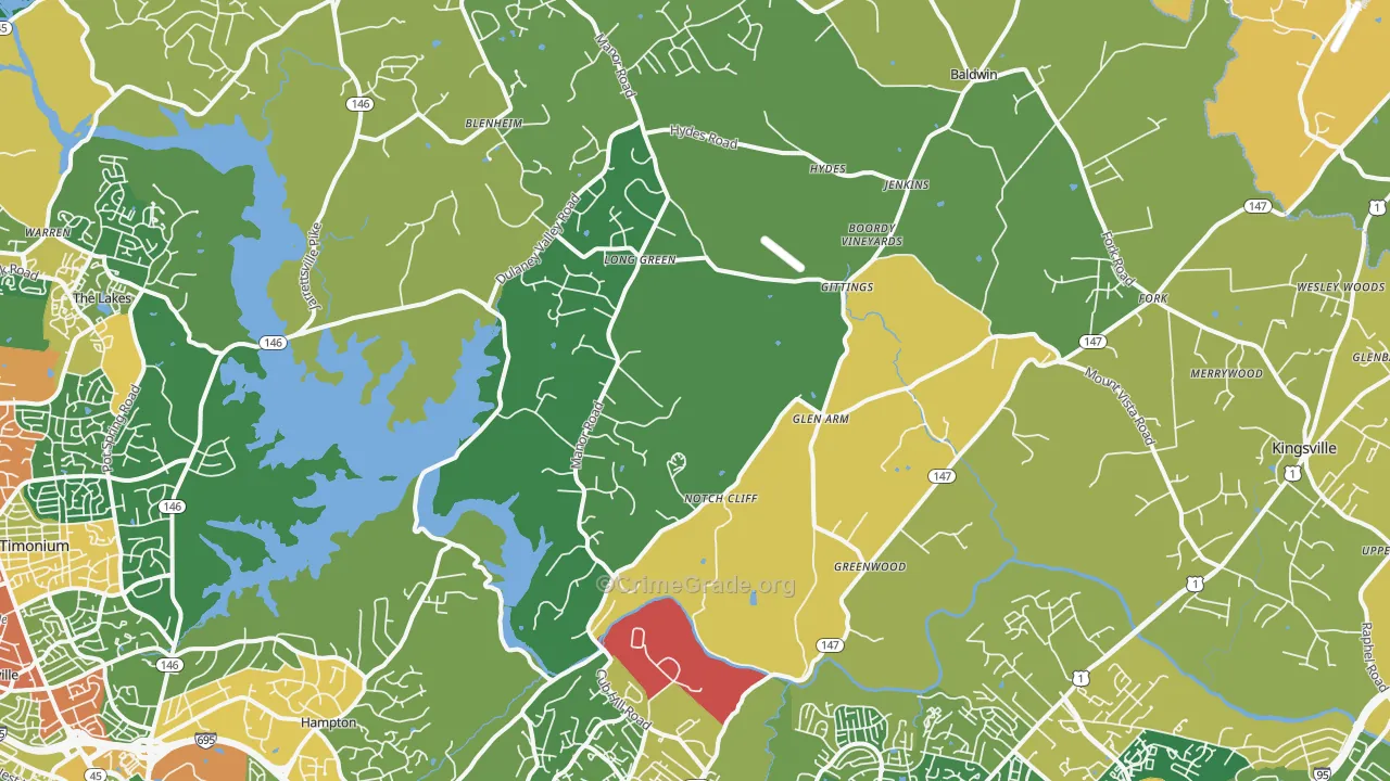 Glen Arm, MD Map of Burglary Rates
