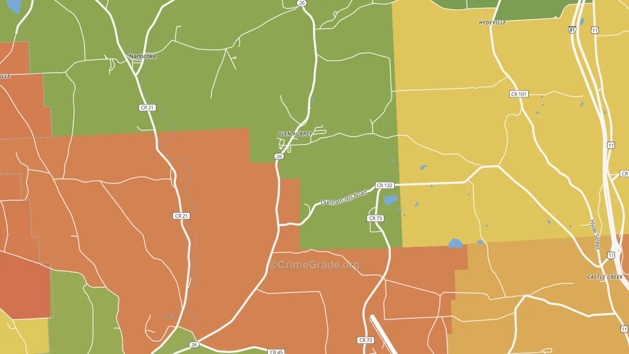 Glen Aubrey, NY Map of Burglary Rates